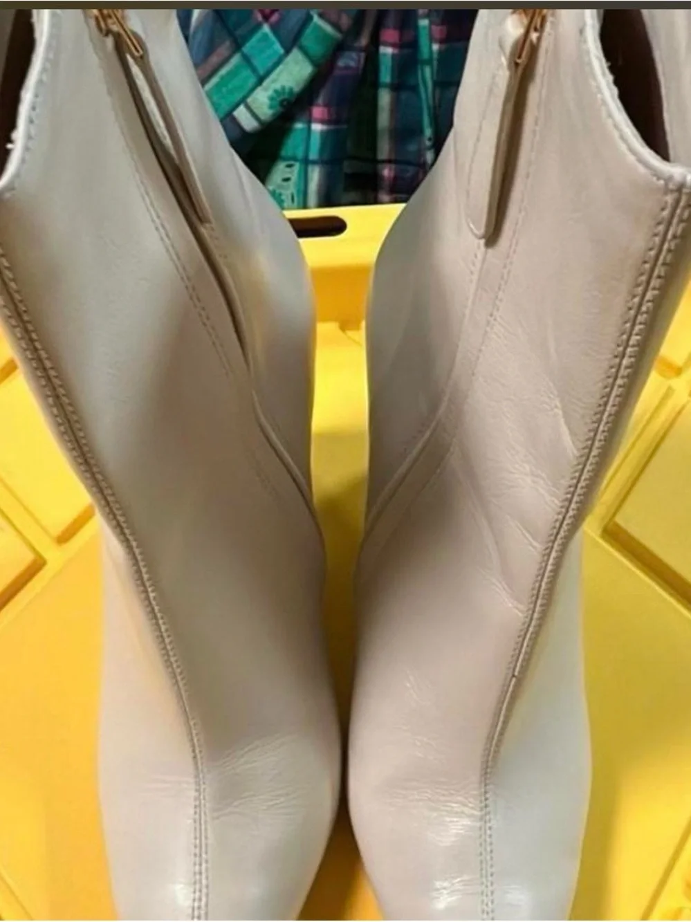 By Anthropologie Cassia Veneto Tall Leather Wedge Boots - Ivory (Size 9)